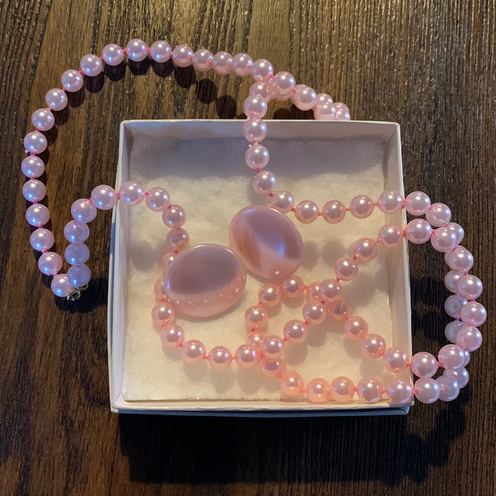 Vintage Barbie Pink Beads & Earring Set